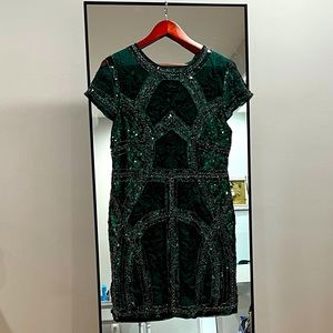 Lulus Spread Your Shine Emerald Green Sequin Embroidered Dress, Size XL